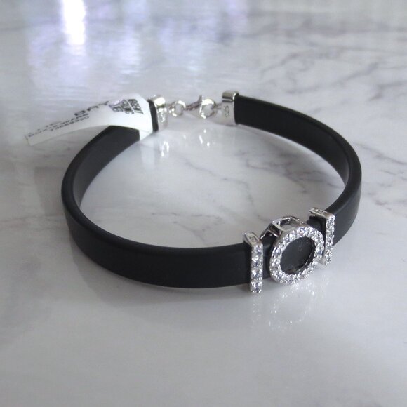NWT Black and Sterling Silver Diamanté Bracelet - Picture 2 of 3